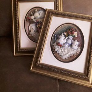 Vintage A. Richesco Corporation 5"×6.5" Framed kitchen pictures. Price for both